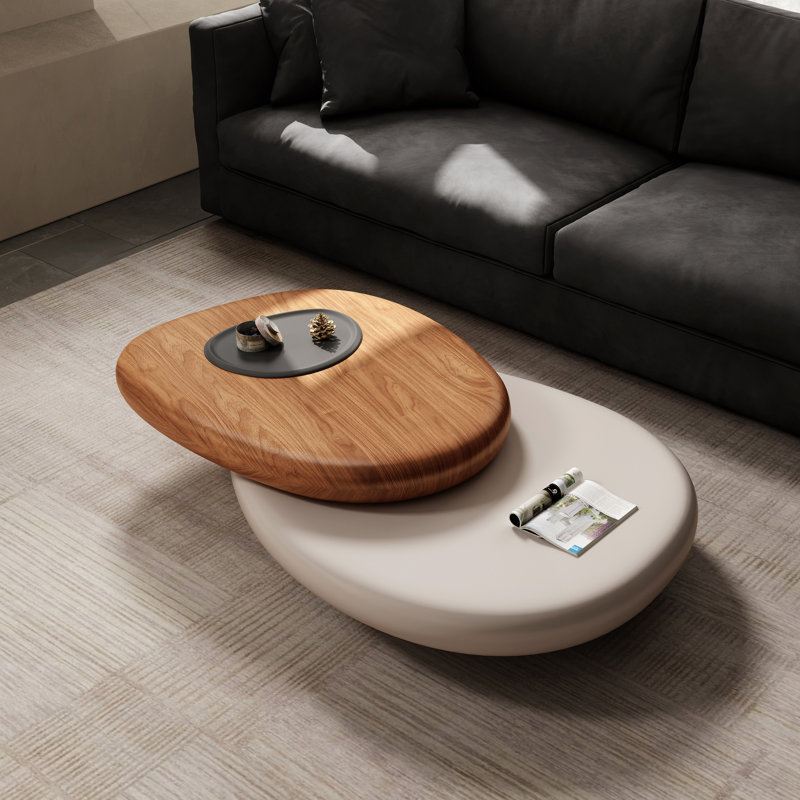 quanrui CJ Wood Swivel Oval Coffee Table Modern Style | Wayfair
